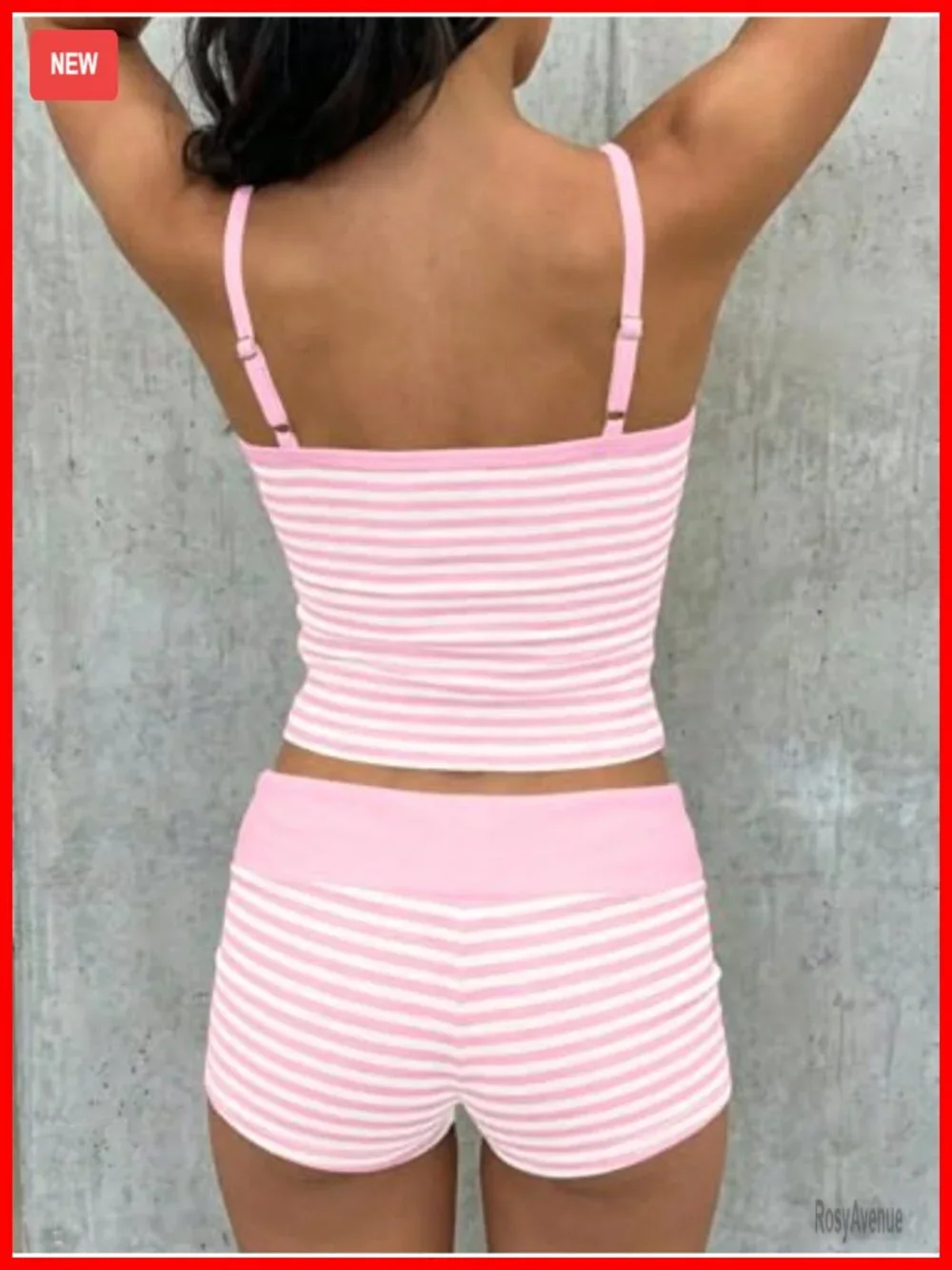 Women 2 Piece Striped Pajama Set Crop Cami Tank and Shorts Lounge Set Y2K Going